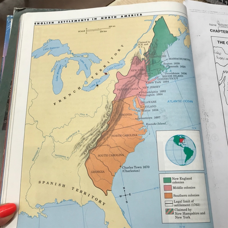 1.) what territory borders the colonies in the north? 2.) what territory borders the-example-1