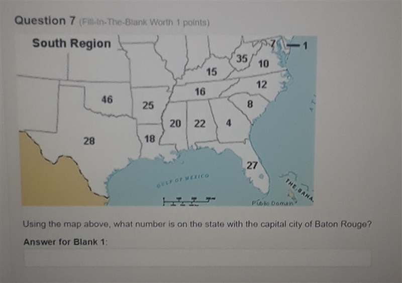 Using the map, what number is on the state with the capital city of Baton rouge-example-1