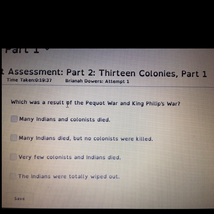 Which was a result of the Pequot War and King Philip’s War? (Choose all that apply-example-1