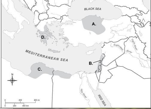 In which region on the map indicates the area where Minoan culture developed on the-example-1