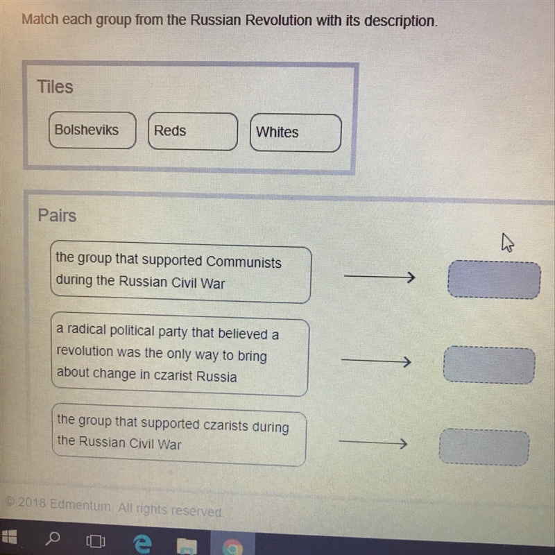 Match each group from the russian revolution with its description-example-1