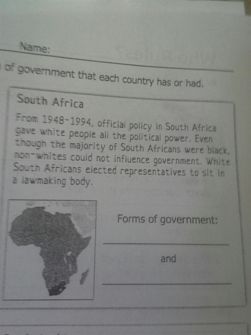 What form of government does south Africa have?-example-1