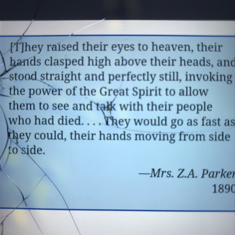 the witness describes seeing the ghost dance. according to her account, what were-example-1