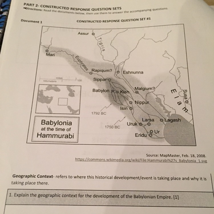 Explain the geographical context for the development of the Babylonian Empire.-example-1