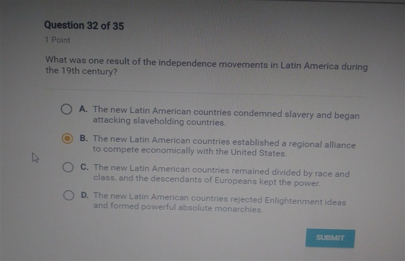 What was one result of the independence movements in Latin America during the 19th-example-1