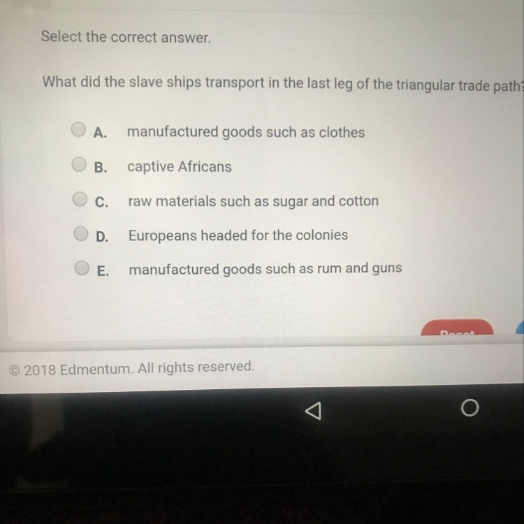 What did ship slaves ship transport in the last leg of the triangular trade path-example-1