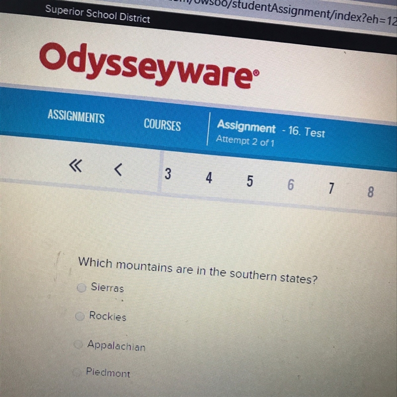 Which mountains are in the southern states?-example-1