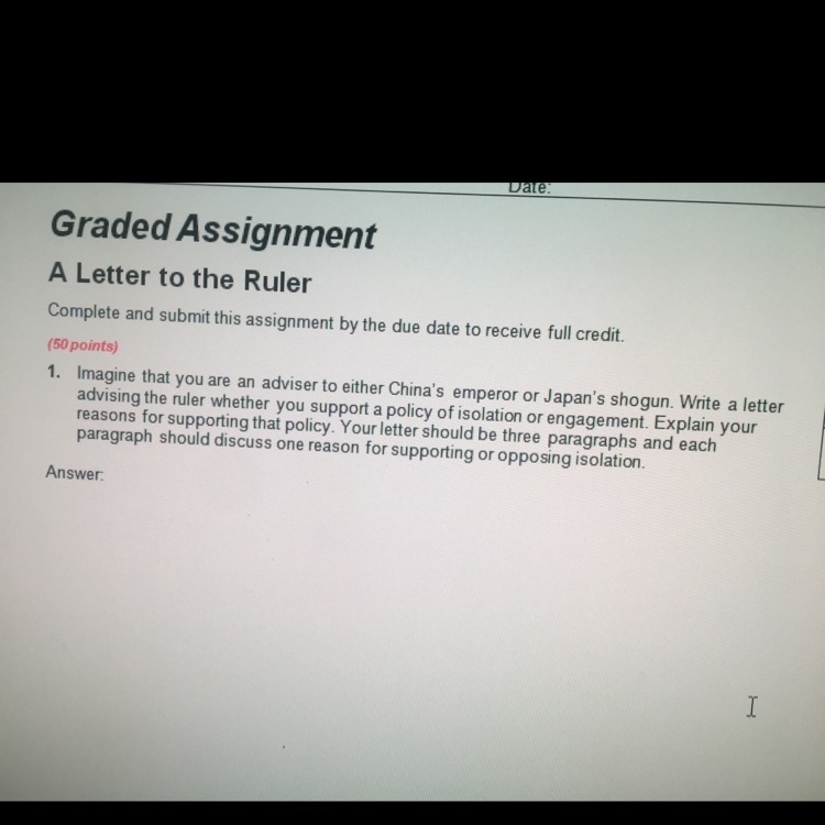 Can anyone help out with a letter I have to write for history ?-example-1