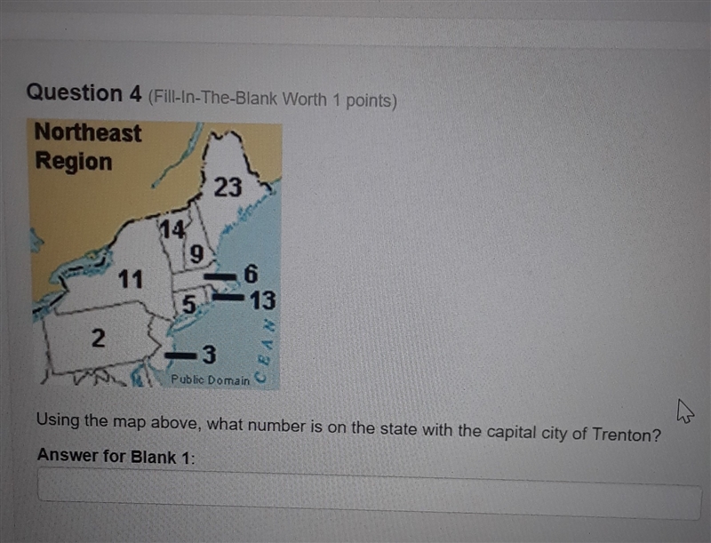 Using the map above, what number is on the state with the capital city of trenton-example-1