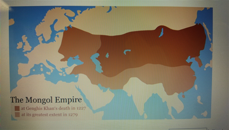 According to the map, the borders of the the Mongol Empire ___ (decreased, increased-example-1