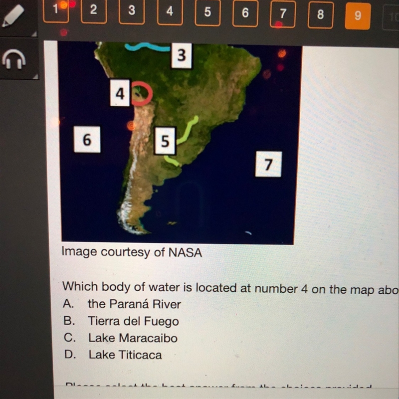 Which body of water is located at number 4 on the map above?-example-1