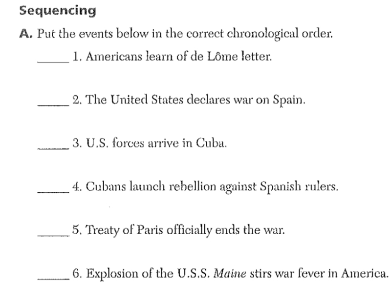 I need help with the chronological order of U.S. history-example-1