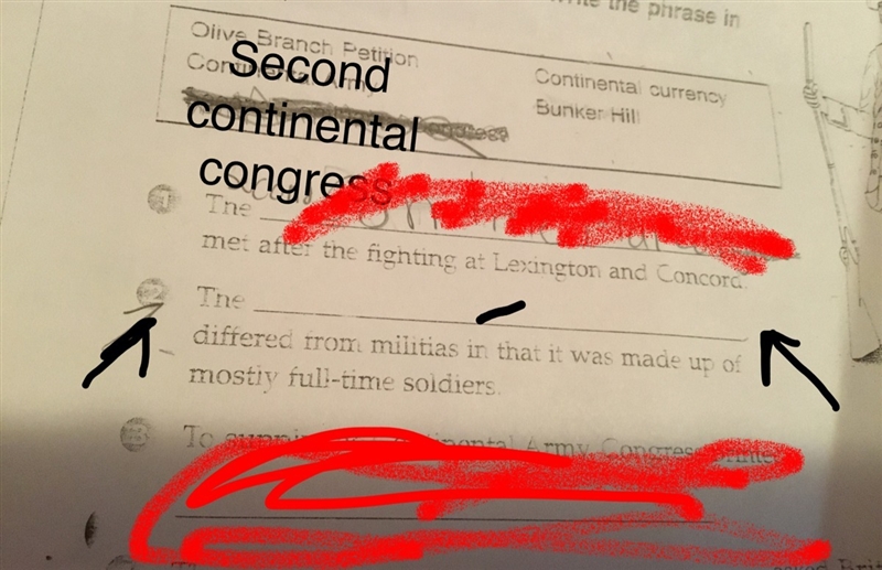 I need this answered, these are the choices olive branch petition, bunker hill,continental-example-1