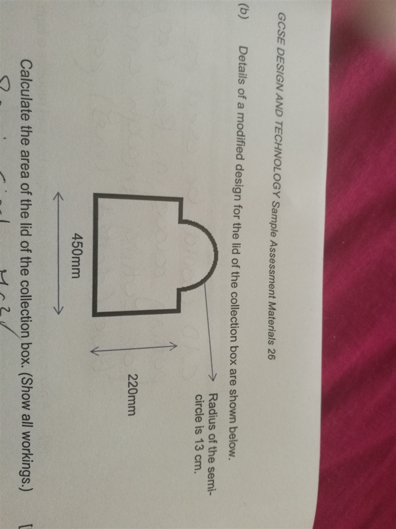 Calculate the area of the lid of the collection box-example-1