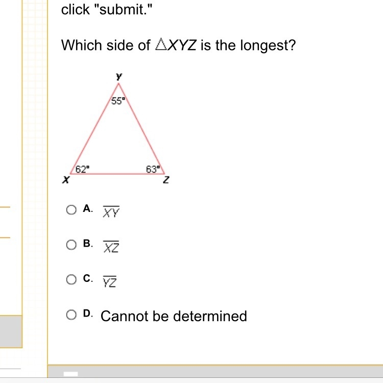 Which side of XYZ is the longest ?? Please Help-example-1