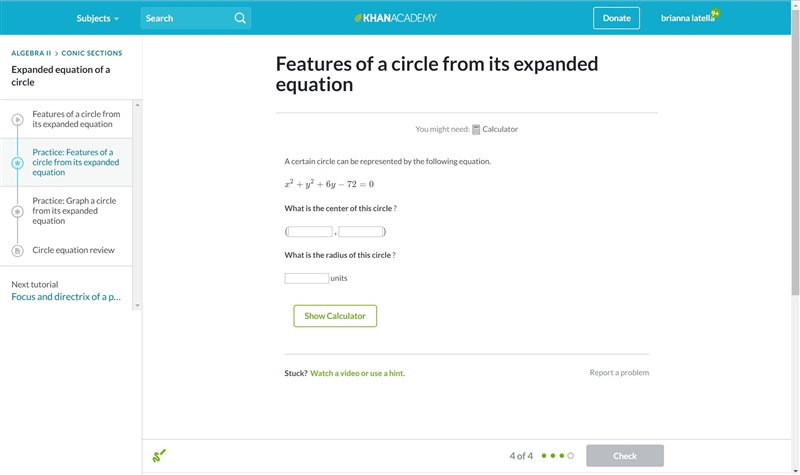 PLZ HELP ASAP FEATURES OF A CIRCLE FROM ITS EXPANDED EQUATION LAST ONE-example-1