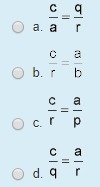 Triangle ABC is similar to triangle PQR, as shown below: Two similar triangles ABC-example-1