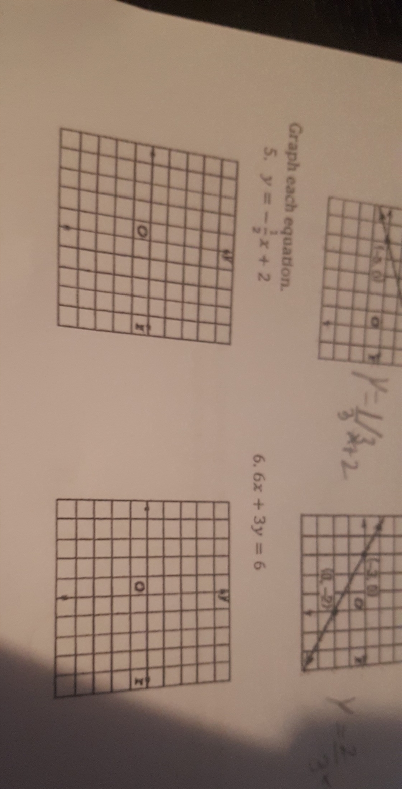 Graph each equation y=-1/2x + 2 6x + 3y =6-example-1