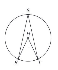 Consider circle H with a 5 centimeter radius. If the length of major arc RT is 25/3π, what-example-1