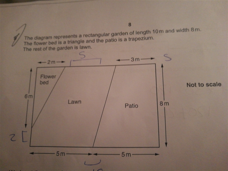 Work out the area of the lawn (ignore notes/writing I've done please)-example-1