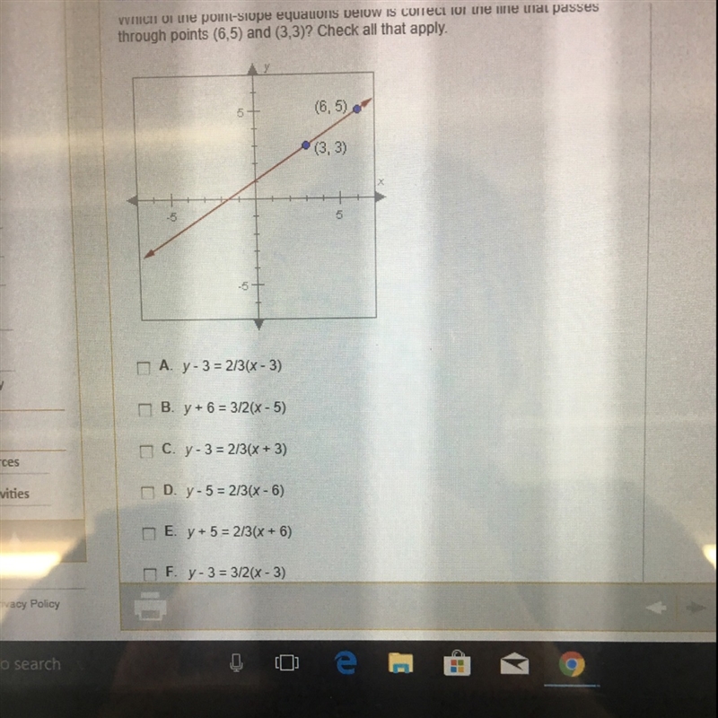 Which of the point-slope equations below is correcto for the line that passes through-example-1