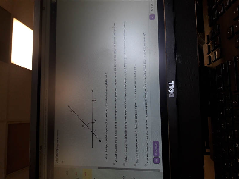 Look at the figure which step should be taken next to construct a line parallel to-example-1