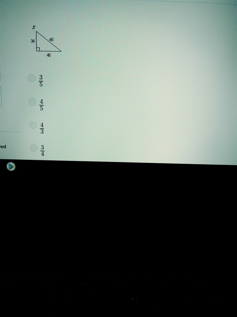 Q. # 22 Use the diagram to find Sin X. Write as fraction in simplest form-example-1