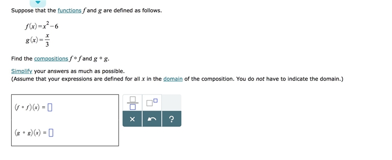 Need help with the composition of functions. I have attached a screenshot of the question-example-1