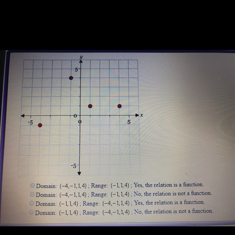 Find the domain and range of the relation and determine whether it is a function-example-1