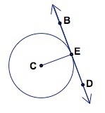 Given: line BD is tangent to circle C. Find m∠CEB. A) 45° B) 90° C) 100° D) 110°-example-1