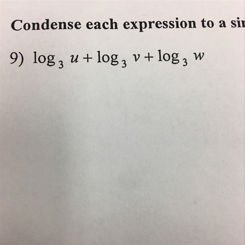 Condense each expression to a single logarithm-example-1