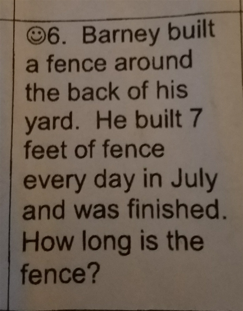 we built a fence around the back of his yard he built 7 feet of fence every day in-example-1