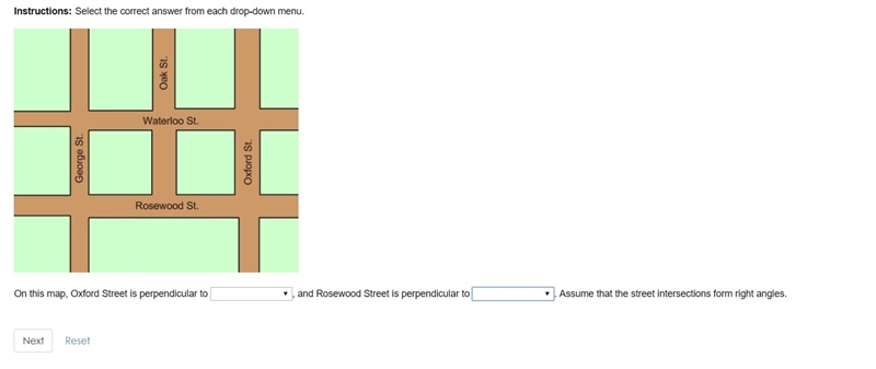 On this map, Oxford Street is perpendicular to_______ , and Rosewood Street is perpendicular-example-1