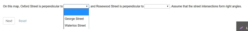 On this map, Oxford Street is perpendicular to_______ , and Rosewood Street is perpendicular-example-2