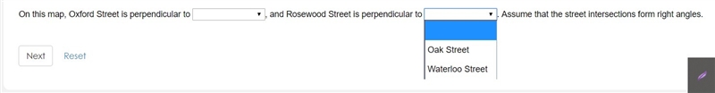 On this map, Oxford Street is perpendicular to_______ , and Rosewood Street is perpendicular-example-3