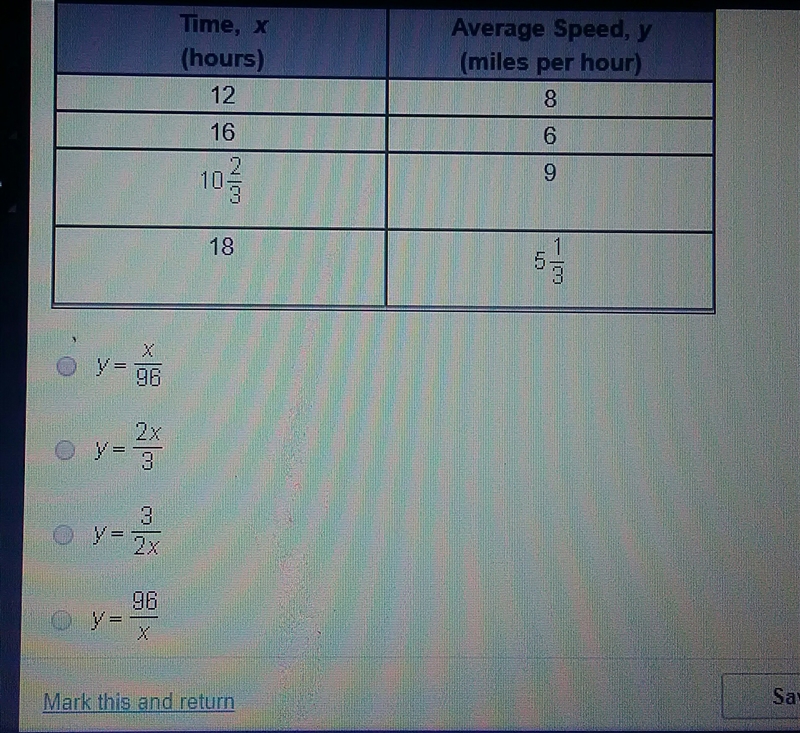 PLEASE HELP MEE! the table below shows y, the average speed of a cyclist in miles-example-1