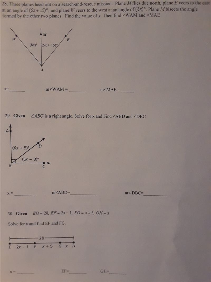 Help please...... 28, 29, 30 please show work-example-1