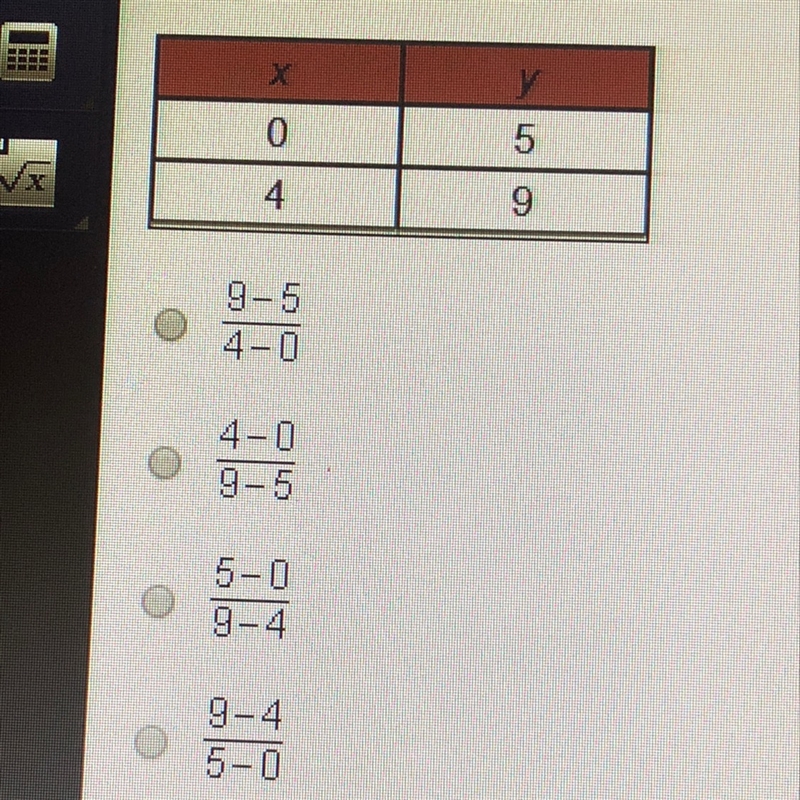 Which expression can be used to determine the slope of the linear function represented-example-1