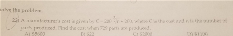 C equals 203 square root of n + 200-example-1