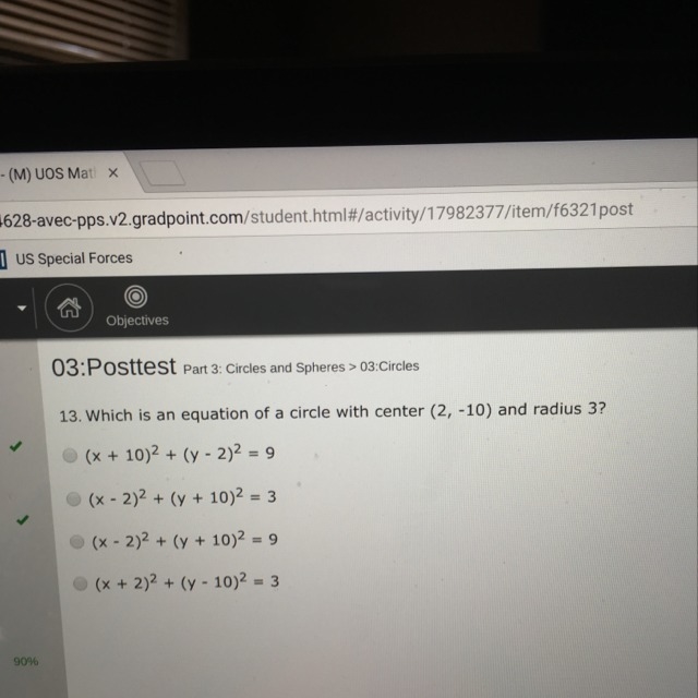 Which is an equation of a circle with the center (2,-10) and radius 3?-example-1