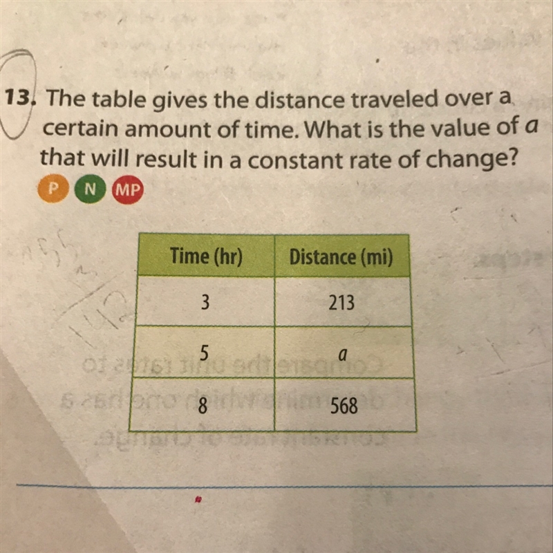 The table gives the distance traveled over a certain time. What is the value of A-example-1