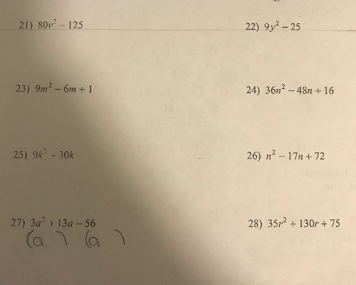 Can you please help me factor these 8 problems completely-example-1