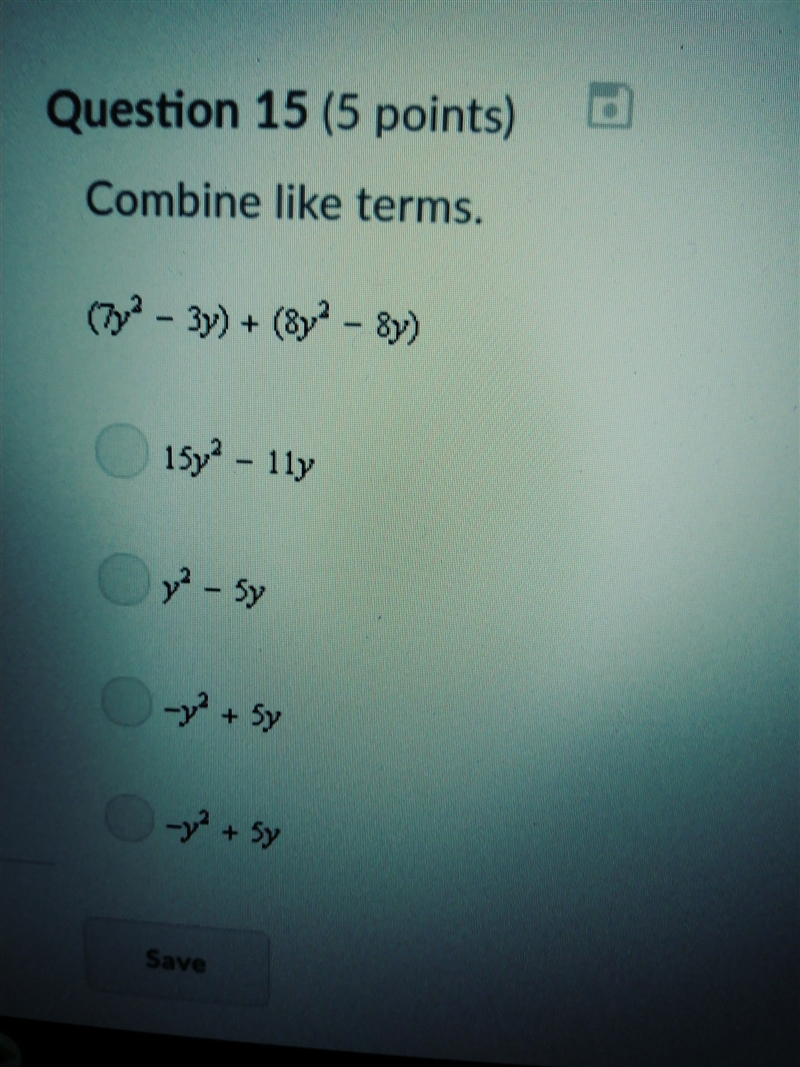 Q # , 15 combine like terms please-example-1