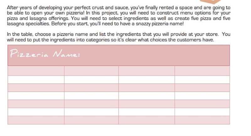 EASY POINTS all you have to do is fill in the blanks and make up your ingredince and-example-1