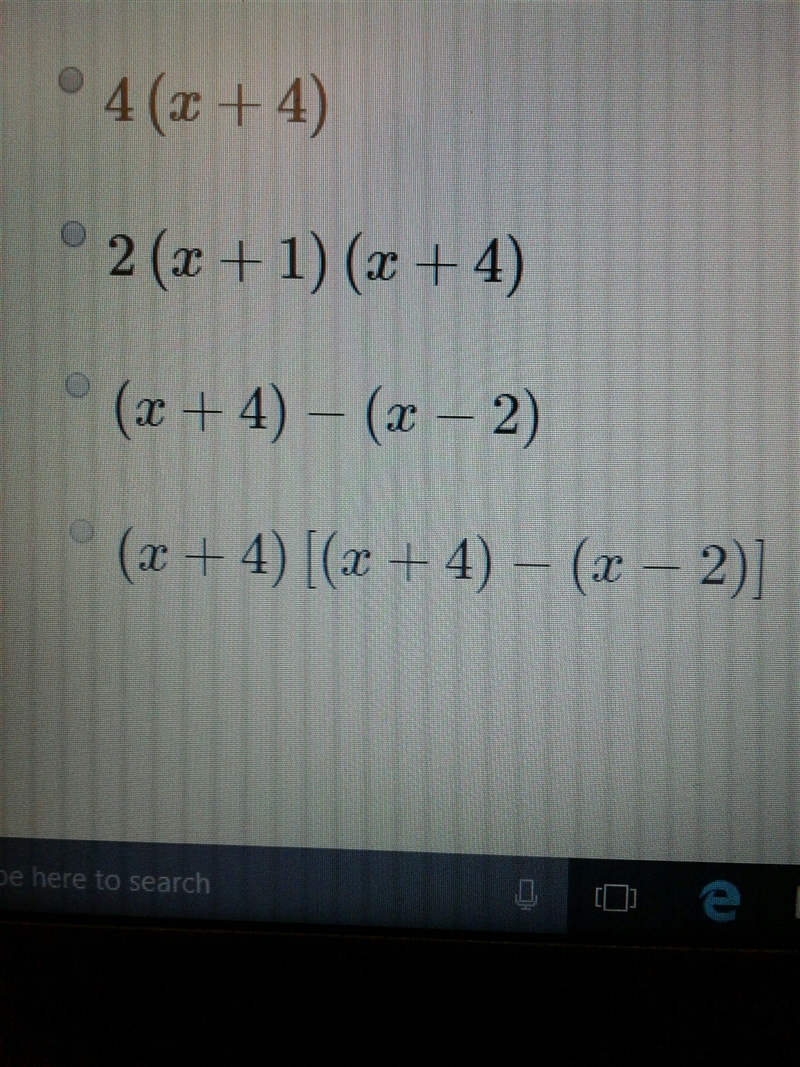 Select the expression that is equivalent to (x+4)^2 - (x-2) (x+4)-example-1