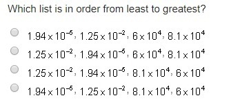 Which list is in order from least to greatest?-example-1