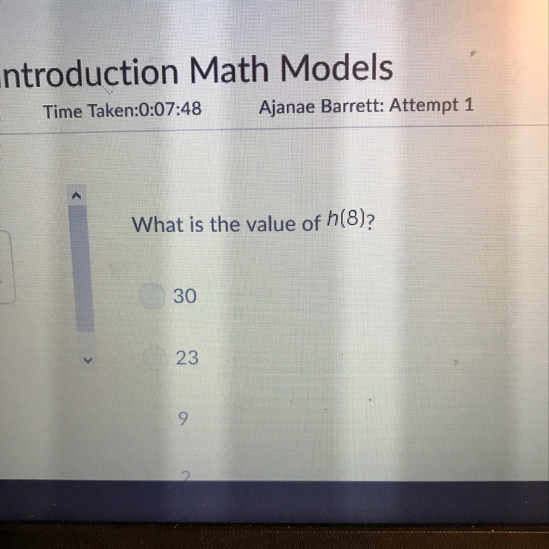 The function h is defined by h(x)=2(x-7) what is the value of h(8)-example-1