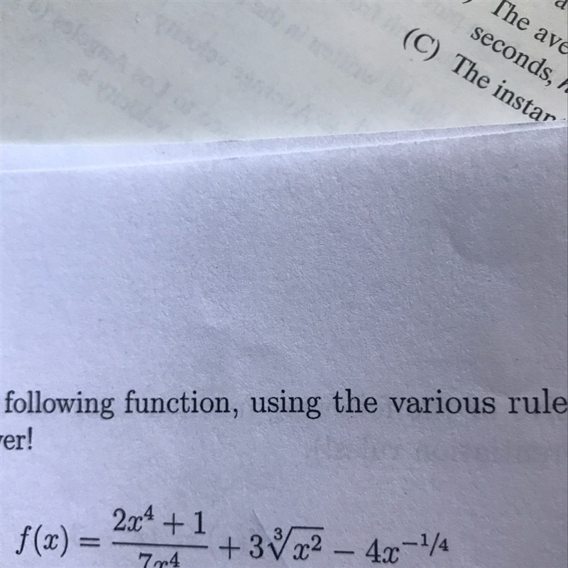 Find the derivative of the following function, using the various rules for differentiation-example-1