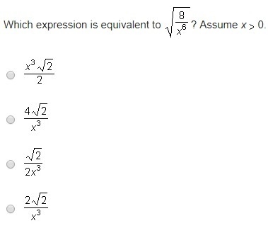 Which expression is equivalent to ? Assume x > 0-example-1