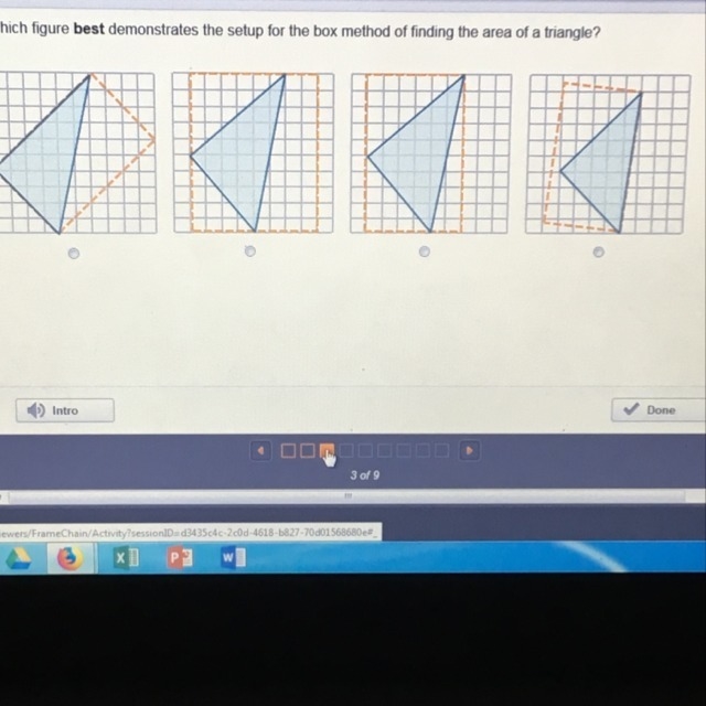 Which figure best demonstrates the setup for the box method of finding the area of-example-1